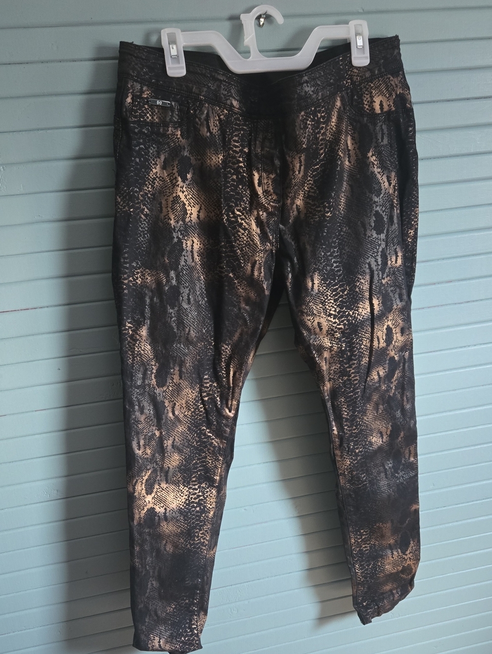 Coco + Carmen Black and Tan Snake-Print Skinny Jeans